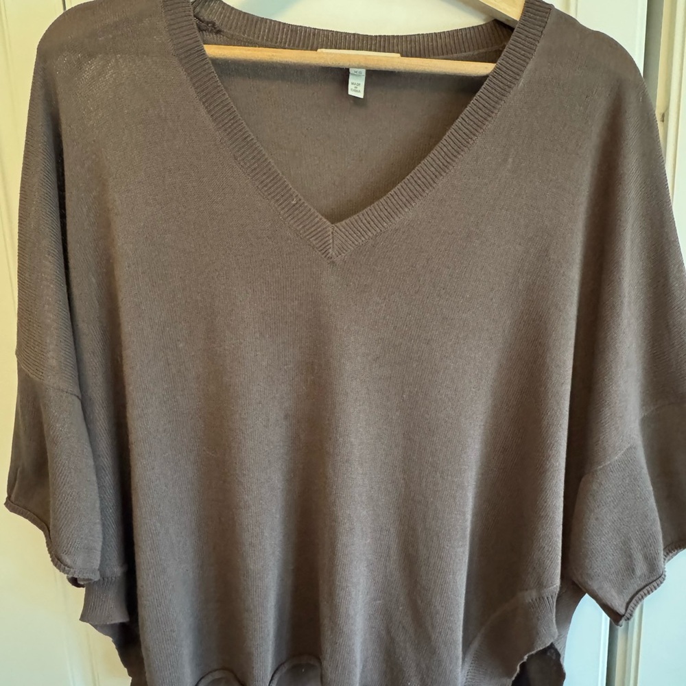 Eri + Ari Brown V-Neck Dolman Sleeve Sweater